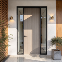Porte en bois minimaliste pour les appartement-hotels et les immeubles d'appartements avec surface hydrofuge et insert en verre trempé