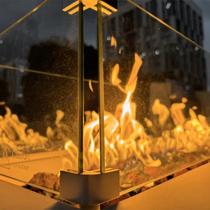 White Concrete <strong>Fire</strong> <strong>Table</strong> for <strong>Outdoor</strong> Heating <strong>Fire</strong> Pit for Patio and Backyard - Product Image 3