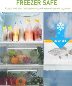 Sacs de conservation alimentaire réutilisables en PEVA, sans BPA, étanches, avec fermeture à glissière, pour légumes, fruits et collations (vente en gros) - Product Image 5