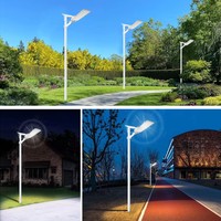 Lampu Jalan tenaga surya 100 200 watt kecerahan tinggi sensor cahaya kendali jarak jauh tahan air IP67 luar ruangan kualitas tinggi
