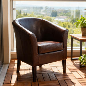 Hiện đại nâu da ghế bành bồn tắm ghế với rắn gỗ chân và cong tựa lưng cho phòng khách - Product Image 2