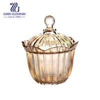 Vente chaude Pot à bonbons en verre gravé de fleurs avec couleur pulvérisée Design fantaisie Pot à bonbons, biscuits, desserts pour servir à la maison, en cuisine