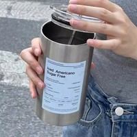 Gobelet à café isotherme en acier inoxydable 304 à double paroi, réutilisable, avec couvercle à paille, 320 ml et 600 ml, pour le bureau et les voyages