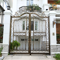 Porte battante double en fer forgé massif, style moderne classique, de luxe, écologique, sécurisée, antivol, galvanisée à chaud, de type royal européen