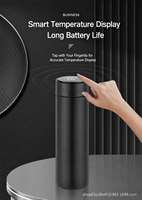 Bouteille isotherme en acier inoxydable de 480 ml avec affichage de la température, infuseur à thé, tasse à café et à eau portable pour les voyages