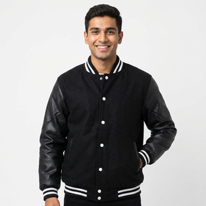 <b>Men's</b> High Quality Baseball Varsity <b>Jacket</b> Long <b>Leather</b> Sleeves for Winter Season Wholesale CollegeBaseballjacket for <b>men</b> - Product Image 1