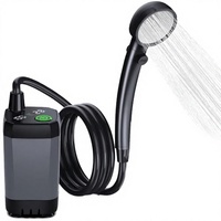 Douche de camping portable améliorée avec batterie longue durée 7800 mAh, pompe, affichage numérique intelligent et tête de douche à détection de température en plastique