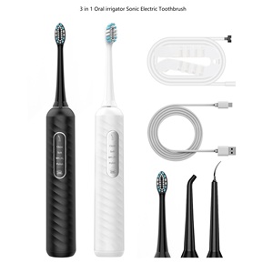 Brosse à dents électrique sonique 3 en 1 avec irrigateur dentaire, étanche IPX7, 4 modes, nettoyage en profondeur, poils doux, kit de nettoyage des dents - Product Image 6