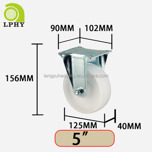 <span class=keywords><strong>125mm</strong></span> Industrielle Schwerlast-Gummi-PP-Rollen 5 Zoll Feststehende Glatträder Ohne Bremse - Product Image 2