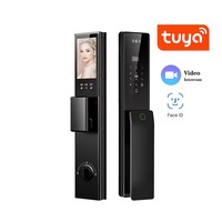 Serrure de porte intelligente avec caméra intégrée et carte mémoire, en alliage d'aluminium pour porte en acier, avec lecteur d'empreintes digitales et visionneuse numérique 3D Tuya WiFi