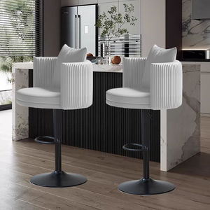 Taburete de <span class=keywords><strong>Bar</strong></span> de Lujo - Silla Alta Ajustable en Altura con Función Giratoria, Tapicería de Cuero Genuino para <span class=keywords><strong>Isla</strong></span> de Cocina y <span class=keywords><strong>Bar</strong></span> en Casa - Product Image 3