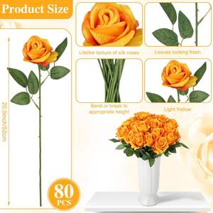 Fleurs artificielles <span class=keywords><strong>orange</strong></span> et noires en soie, pétales de rose artificiels, roses à longue tige pour la Saint-Valentin, bouquet de mariage, décoration de fête à domicile - Product Image 5