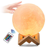 Lampe de nuit intelligente pour bébé, lampe de nuit à changement de couleur à télécommande, impression 3D, lampe de nuit lunaire