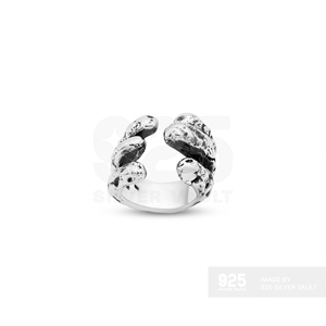 First Class Displays Bold Sculptural Silhouette Open Bypass Textured Wedding <b>Ring</b> <b>Set</b> 925 Sterling <b>Silver</b> - Product Image 2