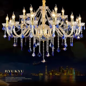 vintage french style living room Raindrop blue color <b>crystal</b> Chain <b>Chandeliers</b> for Dining Table - Product Image 4