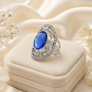 Anello Vintage Blu per Donne, Design Geometrico, Accessorio da Dito per Uso Quotidiano - Product Image 3