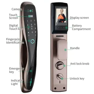 Aidmi Tuya APP Remote Control Voice Intercom 3D Face Recognition Smart Lock With Camera Palmprint Fingerprint Password