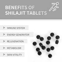 Comprimés de Shilajit, extrait pur de Shilajit de l'Himalaya, complément alimentaire, comprimés de Shilajit avec acide fulvique et oligo-éléments