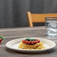 Assiette à dîner de fête jetable en bagasse de canne à sucre compostable biodégradable fabriquée à partir de pâte à papier