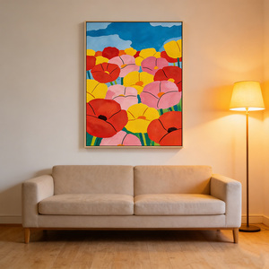 Impression sur toile encadrée peinte à la main, <span class=keywords><strong>fleurs</strong></span> du jour de la Saint-Valentin, nature morte |   Toile encadrée pour décoration murale |   Décoration intérieure - Product Image 6