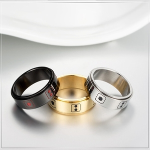 New Designs <strong>Man</strong> Black Stainless Steel Enamel Dice Logo <strong>Spinner</strong> <strong>Rings</strong> - Product Image 6
