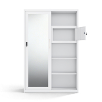 Armoire métallique moderne avec imprimé, armoire en acier de haute qualité avec miroir et portes coulissantes faciles à assembler