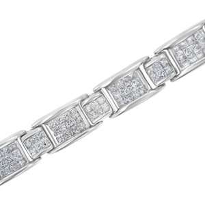 14K oro bianco 5.0 Ctt diamante taglio principessa 7 "bracciale Tennis - Product Image 1