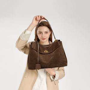 高品质真皮麂皮手提袋女式大容量腋下包多合一单肩包手提包 - Product Image 2