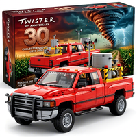 Ensemble de blocs de construction de camionnette rouge technique - Modèle de véhicule 4x4 Storm Chaser, briques DIY, jouet cadeau pour les collectionneurs et les fans