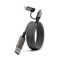 Câble de charge magnétique rétractable 4-en-1 tressé 60W à charge rapide USB-A vers Type-C – Logo et couleur personnalisables disponibles