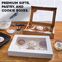 Boîtes à beignets blancs boîtes de boulangerie en papier personnalisées avec fenêtre automatique grandes boîtes à pâtisserie biscuits dessert emballage en gros