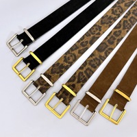 Ceinture vintage en daim imprimé léopard, style minimaliste Maillard, ceinture polyvalente pour accessoires vestimentaires, ceintures de luxe