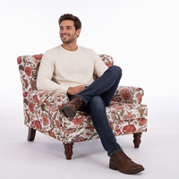Fauteuil d'appoint scandinave de luxe fait main en bois massif pour patio, avec tissu entrelacé, fauteuil lounge semi-extérieur ergonomique