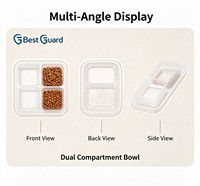 Bol pour chat jetable à double compartiment personnalisé en blister, plateau transparent en PET pour nourriture et eau, emballage de vente au détail intégré