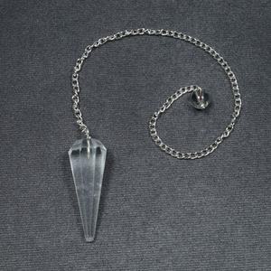 ทำด้วยมือ6ด้านควอตซ์ใสคริสตัลลูกตุ้มที่มีโซ่สำหรับขายส่งลูกตุ้มรักษาแบบองค์รวม - Product Image 1