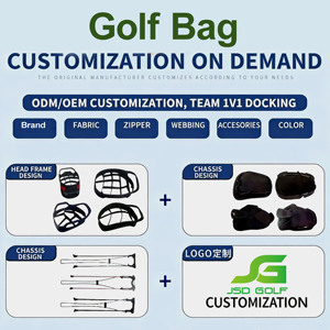लक्जरी चमड़े के लुक गोल्फ स्टैंड बैग पु सामग्री प्रीमियम खत्म 5 डिवाइडर क्लब सुरक्षा - Product Image 5