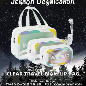 Bolsa Organizadora de Maquillaje para Niñas, Nueva Moda, Gran Capacidad, Cierre de Cremallera, PVC Resistente al Agua, Bolsa de Cosméticos de Viaje con Asa Suave, Personalizable - Product Image 2