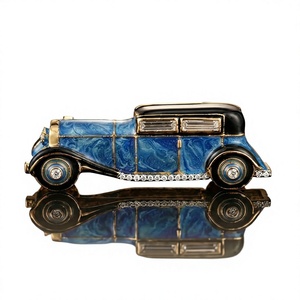 Boutons de manchette vintage en émail avec incrustation de strass en cristal, bijoux formels pour hommes, design en alliage bleu et noir - Product Image 1