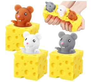 Juguete Antiestrés de Ratón de Queso TPR - Juguete Sensorial de Rata Divertida que Salta, Suave y Blandito para Niños y Adultos - Product Image 1
