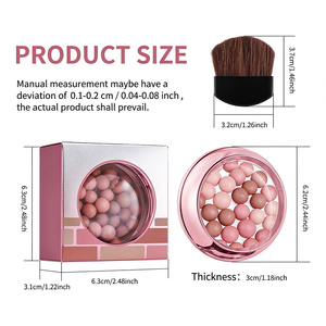 6 couleurs de fards à joues en rouleaux avec pinceau, billes de poudre de fard à joues sphériques soyeuses et chatoyantes, maquillage longue tenue et léger pour les joues - Product Image 3