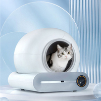 Bac à litière pour chat automatique autonettoyant, rond, avec commande WIFI via application, bac à litière électrique mains libres, grand meuble pour chat