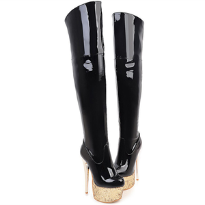 European and American New <strong>Over</strong> <strong>Knee</strong> Elastic <strong>Boots</strong> Slim Slim Heel High Heel Sexy Women's <strong>Boots</strong> - Product Image 2