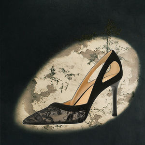 New <b>Black</b> Suede Upper High-heeled Women's Shoes Thin <b>Heels</b> <b>Closed</b> <b>Toe</b> Sexy Lace Openwork Design Cushioning Spring Summer - Product Image 3