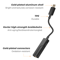 Câble amplificateur audio Hi-Fi USB-C 3,5 mm DC durable Comtang avec conception tressée, puce CS43131, matériau en alliage d'aluminium