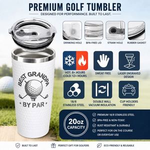 Custom logo 20oz Father Leak-proof Cover Travel Coffee Mug Gift Stainless Steel Vacuum Insulated 20 oz Golf Ball Tumbler - Product Image 3