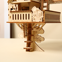 Modèle de maison dans les arbres en bois 3D en gros, puzzles en bois 3D DIY pour adultes, kit d'assemblage de cabane fantastique
