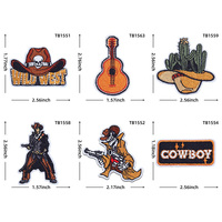 Collection de patchs brodés rétro western |   Applique thermocollante et à coudre Motif Cowboy Cheval Cactus Papillon pour Vêtements et Accessoires