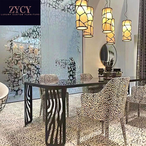 Cao cấp hiện đại thép không gỉ bàn ăn đặt biệt thự sang trọng nhà hàng nhà kính cường lực đồ nội thất có thể điều chỉnh phòng ăn - Product Image 3