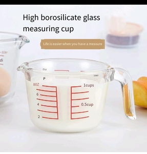 Nueva taza medidora de vidrio de borosilicato y alta temperatura con taza graduada para hornear en la cocina de grado alimenticio - Product Image 5