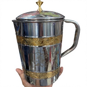 Stainless Steel Water Jug With Lid Classic Floral Design Reusable Drink Dispenser Bar <b>Accessories</b> - Product Image 1